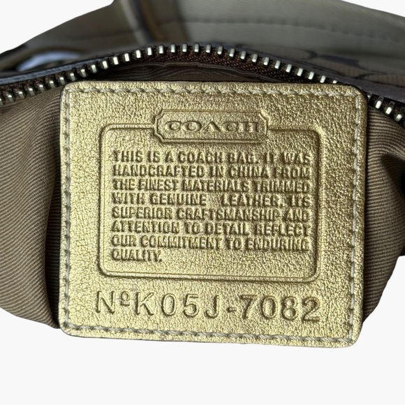 Coach Signature Jacquard Leather Trim Crossbody Bag Khaki Brown Y2K - Picture 3 of 15